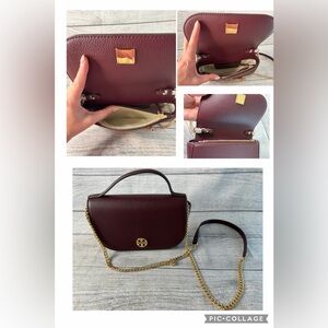 Brand New Tory Burch Limited Edition MINI Top Handle Bag In DARK RHUBARB